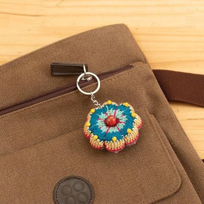 Primary image for Floral Crocheted Beaded Keychain and Charm for Handbags Gummy Flower