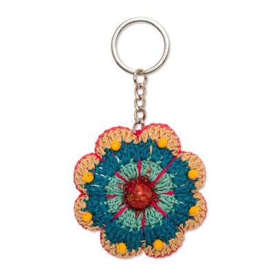 Alternate image for Floral Crocheted Beaded Keychain and Charm for Handbags Gummy Flower