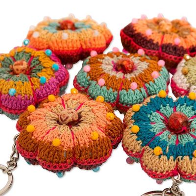 Alternate image for Floral Crocheted Beaded Keychain and Charm for Handbags Gummy Flower