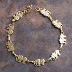 Image for 18k Gold Plated Sterling Silver Bracelet with Elephant Links Elephant Dignity