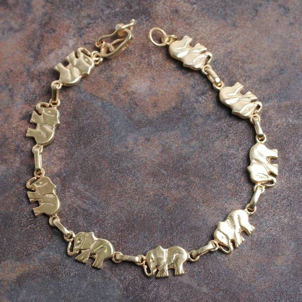 18k Gold Plated Sterling Silver Bracelet with Elephant Links 'Elephant Dignity'