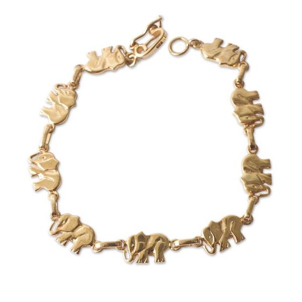 Alternate image for 18k Gold Plated Sterling Silver Bracelet with Elephant Links Elephant Dignity