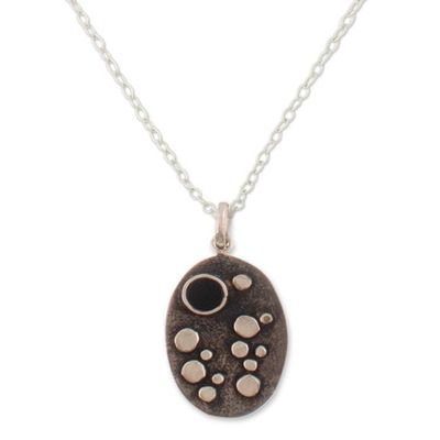 Alternate image for Oval Sterling Silver Pendant Necklace with Natural Onyx Oval Energies