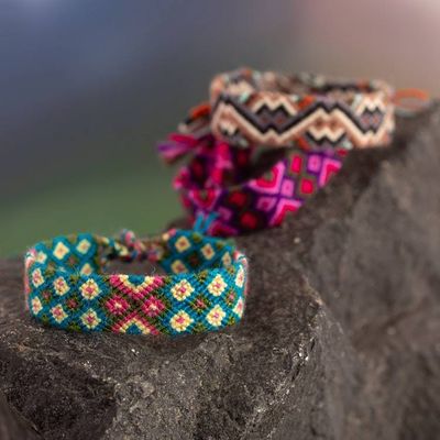 Alternate image for Handcrafted Colorful Macrame Wristband Bracelet from Peru Vibrant Life