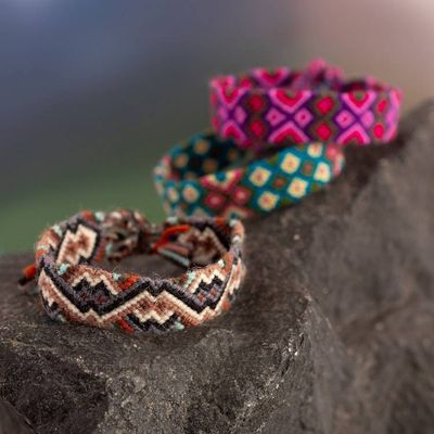 Alternate image for Handcrafted Colorful Macrame Wristband Bracelet from Peru Vibrant Life