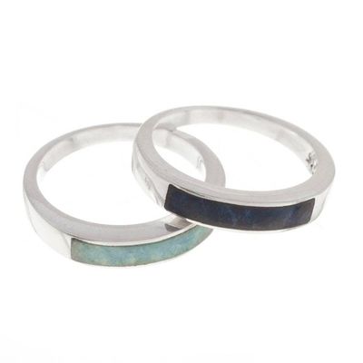 Alternate image for Sodalite and Amazonite Band Rings from Peru Pair Dual Enchantment