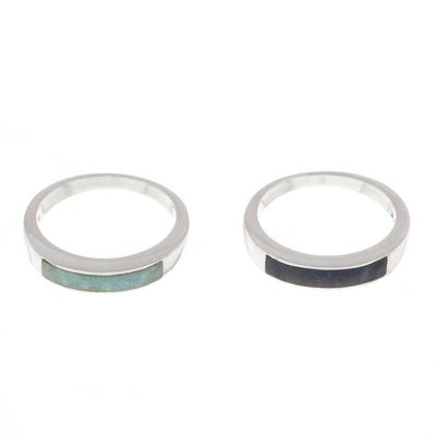 Alternate image for Sodalite and Amazonite Band Rings from Peru Pair Dual Enchantment