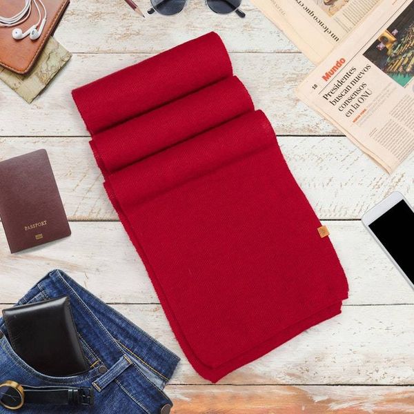 Alternate image for Knit Alpaca Blend Scarf in Red Shade from Peru Cozy Crimson