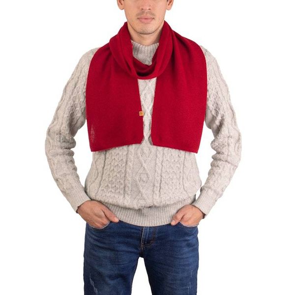 Alternate image for Knit Alpaca Blend Scarf in Red Shade from Peru Cozy Crimson