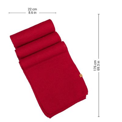 Alternate image for Knit Alpaca Blend Scarf in Red Shade from Peru Cozy Crimson