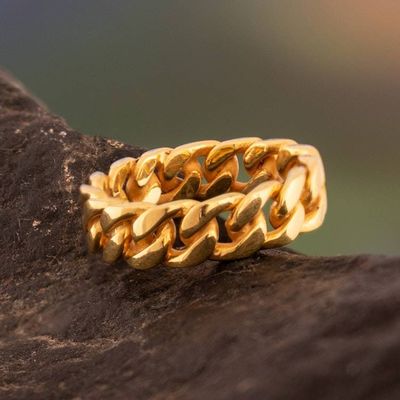Alternate image for High-Polished 18k Gold-Plated Sterling Silver Band Ring Solar Bonds