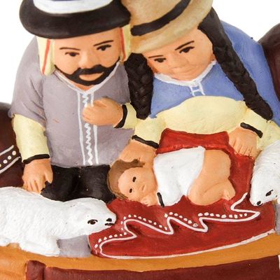 Alternate image for Artisan Crafted Ceramic Christmas Figurine Bethlehem in a Reed Boat