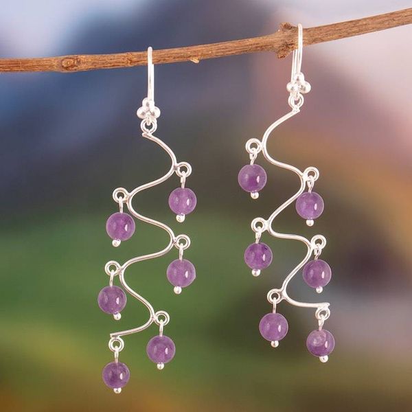 Alternate image for Amethyst and Sterling Silver Chandelier Waterfall Earrings Purple Baubles