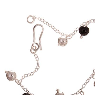 Alternate image for Black Onyx and Sterling Silver Bracelet with Polished Finish Black Moons