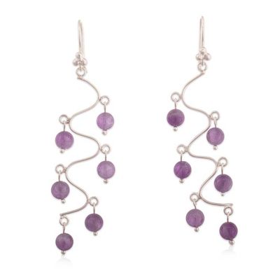 Alternate image for Amethyst and Sterling Silver Chandelier Waterfall Earrings Purple Baubles