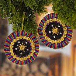 Image for Colorful Handmade Christmas Ornaments from Peru Pair Star of Bethlehem