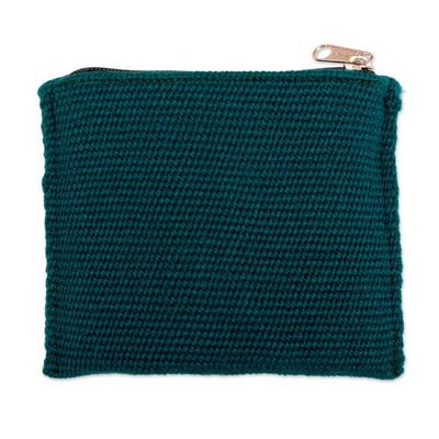 Alternate image for Artisan-Made Spring-Themed Viridian Alpaca Blend Coin Purse Primaveral Viridian