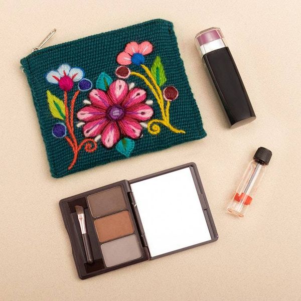 Alternate image for Artisan-Made Spring-Themed Viridian Alpaca Blend Coin Purse Primaveral Viridian