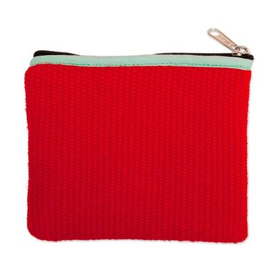 Alternate image for Autumn-Inspired Floral Red and Blue Alpaca Blend Coin Purse Autumn Nature