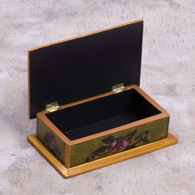 Alternate image for Reverse Painted Glass Decorative Box in Green from Peru Green Garden