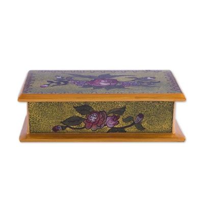 Alternate image for Reverse Painted Glass Decorative Box in Green from Peru Green Garden