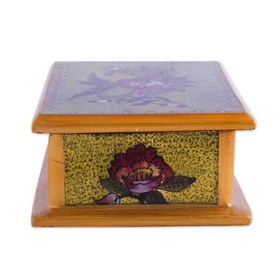 Alternate image for Reverse Painted Glass Decorative Box in Green from Peru Green Garden