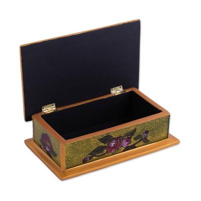 Alternate image for Reverse Painted Glass Decorative Box in Green from Peru Green Garden