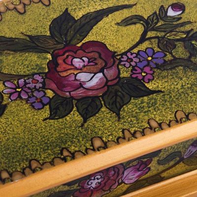 Alternate image for Reverse Painted Glass Decorative Box in Green from Peru Green Garden