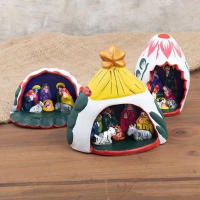 Primary image for Hand Painted Nativity Scenes Set of 3 Christmas in the Andes