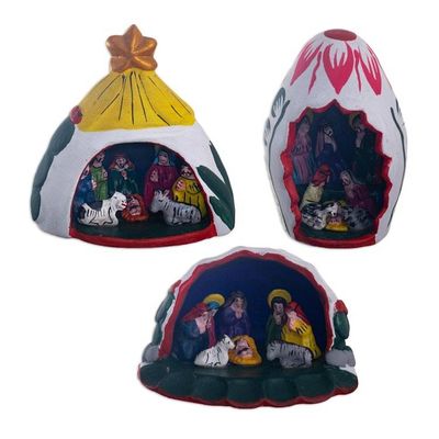 Alternate image for Hand Painted Nativity Scenes Set of 3 Christmas in the Andes