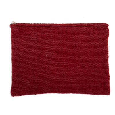 Alternate image for Bird and Flower-Themed Burgundy Wool Cosmetic Bag Burgundy Nature
