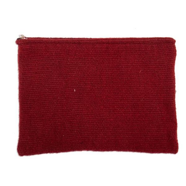 Alternate image for Bird and Flower-Themed Burgundy Wool Cosmetic Bag Burgundy Nature