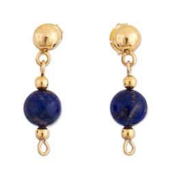 Image for 18k Gold-Plated Dangle Earrings with Lapis Lazuli Stone Deep Blue