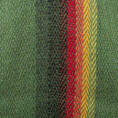 Alternate image for Green and Multicolored 100 Alpaca Wrap Scarf from Peru Moss Rainbow