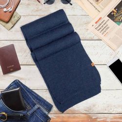 Image for Knit Alpaca Blend Scarf in Indigo Blue Shade from Peru Cozy Indigo