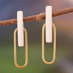 Image for Minimalist 18k Gold-Plated and Sterling Silver Drop Earrings Minimalist Elegance