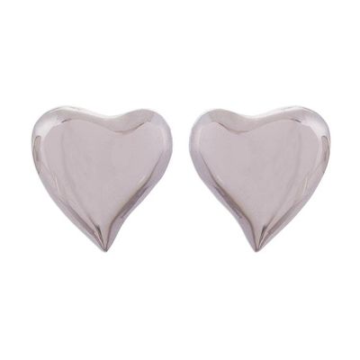 Alternate image for Handcrafted Sterling Silver Heart-Shaped Stud Earrings Freeform Love