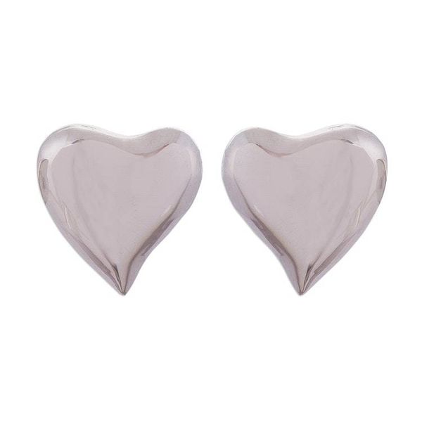Alternate image for Handcrafted Sterling Silver Heart-Shaped Stud Earrings Freeform Love