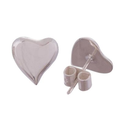 Alternate image for Handcrafted Sterling Silver Heart-Shaped Stud Earrings Freeform Love
