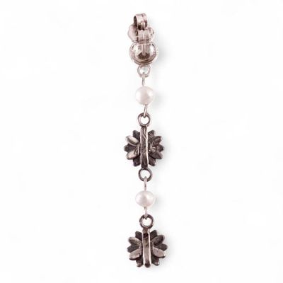 Alternate image for Floral Sterling Silver and Cultured Pearl Dangle Earrings Oceanic Paradise