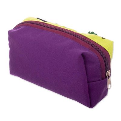 Alternate image for Llama-Themed Applique Cotton and Acrylic Cosmetic Bag Andean Landscape