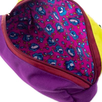 Alternate image for Llama-Themed Applique Cotton and Acrylic Cosmetic Bag Andean Landscape