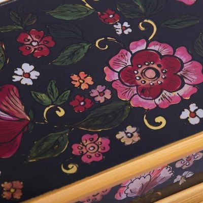 Alternate image for Reverse-Painted Glass Decorative Box in Black from Peru Colonial Bouquet