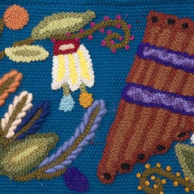 Alternate image for Music-Themed Embroidered Wool Clutch from Peru Natures Flute
