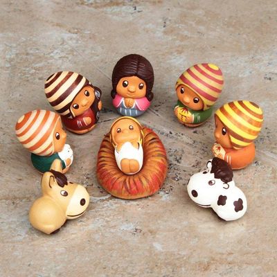 Alternate image for Folk Art Ceramic Figurines 9 Piece Nativity Set from Peru Little Nativity