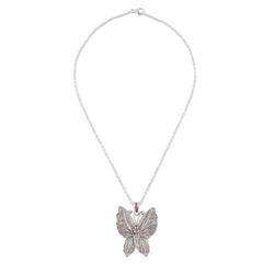 Image for Sterling Silver Butterfly Filigree Pendant Necklace Nocturnal Butterfly