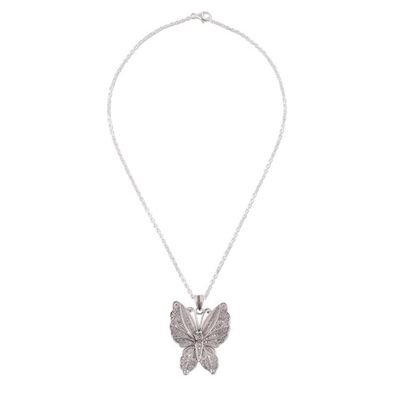Primary image for Sterling Silver Butterfly Filigree Pendant Necklace Nocturnal Butterfly