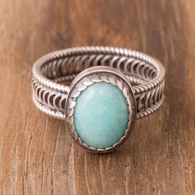 Primary image for Oval Amazonite Cocktail Ring from Peru Oval of Power