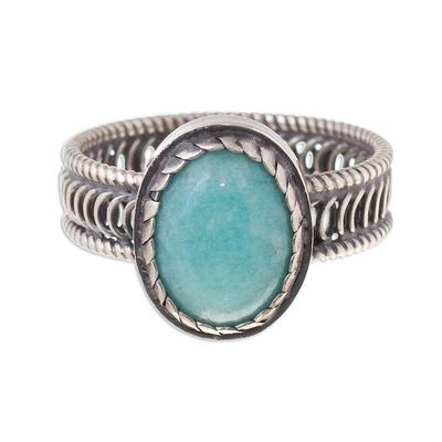 Alternate image for Oval Amazonite Cocktail Ring from Peru Oval of Power