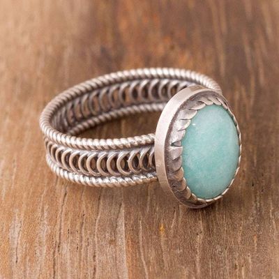 Alternate image for Oval Amazonite Cocktail Ring from Peru Oval of Power